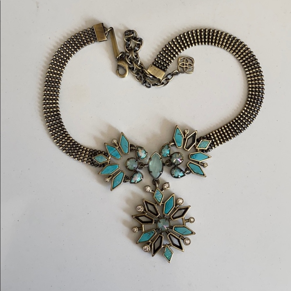 Kendra Scott brass turquoise Kyocera opal necklace